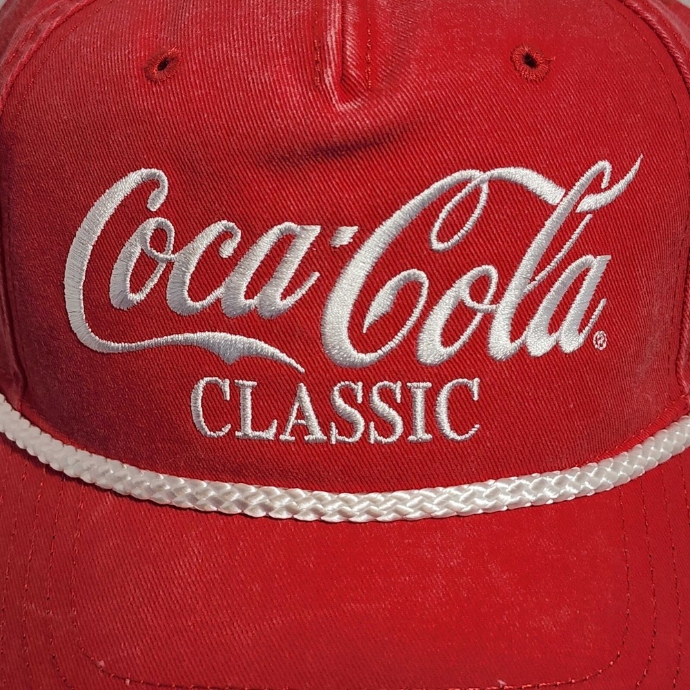 Coca Cola Classic Script Logo Red Snapback Rope Cap Hat Coke Adjustable NWT - Picture 2 of 10